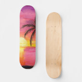 Skateboard Watercolor Beach Sunset Skate (Recto)