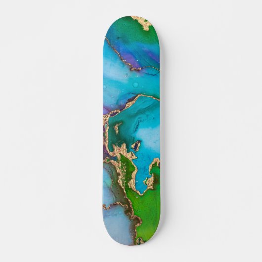 Skateboard Watercolor Gold Foil Colorful Abstract (Devant)