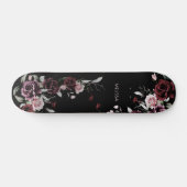 Skateboard Watercolor Roses Black Background (Horz)