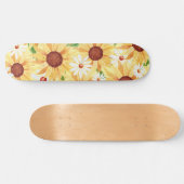 Skateboard Watercolor Sunflower and Daisy (Horz)