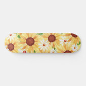 Skateboard Watercolor Sunflower and Daisy (Horz)