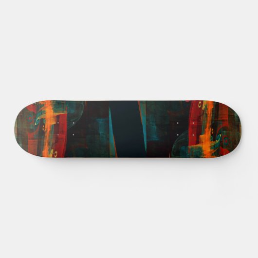 Skateboard Waterfall Orange Red Blue Abstract (Horz)