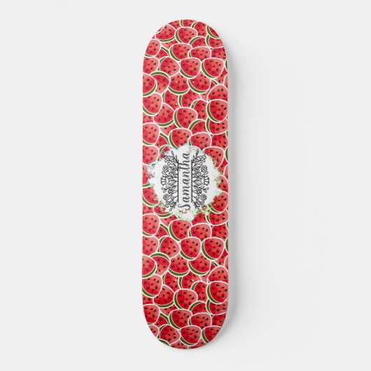 Skateboard Watermelon Aquarelle rose (Recto)