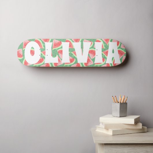 Skateboard watermelon de la vibe d'été sur mesure (Art mural (Horz))