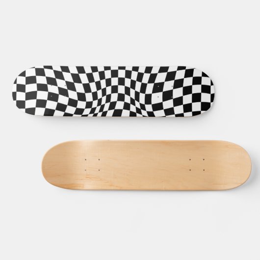 Skateboard Wavy Checkered Black White Checkerboard (Horz)