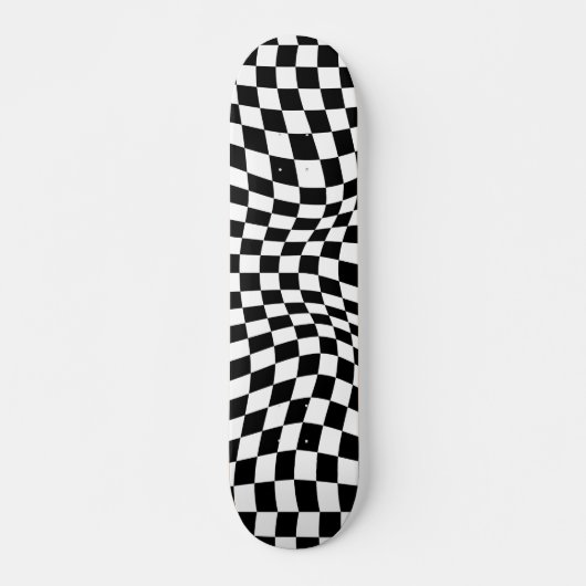Skateboard Wavy Checkered Black White Checkerboard (Devant)