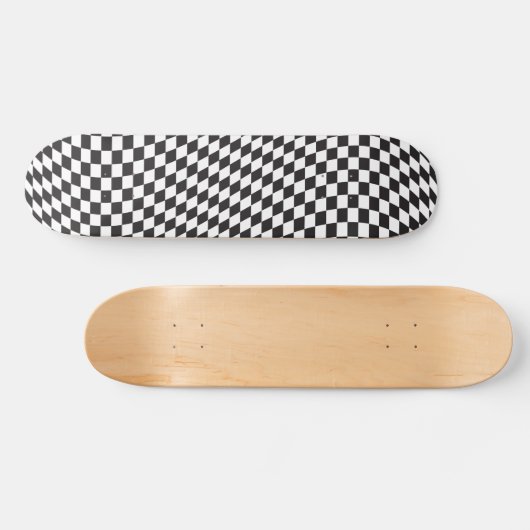 Skateboard Wavy Checkered Black White Checkerboard Pattern (Horz)