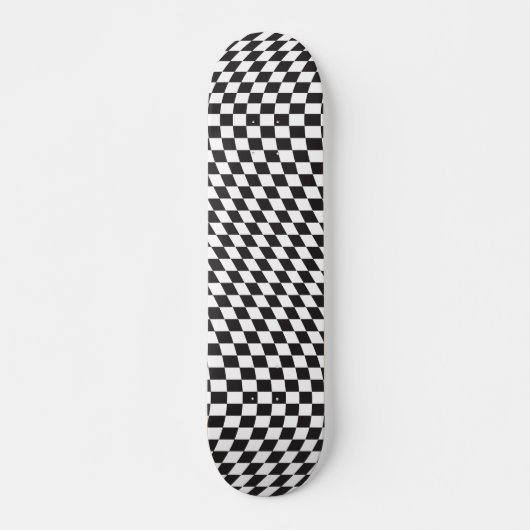 Skateboard Wavy Checkered Black White Checkerboard Pattern (Devant)