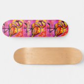 Skateboard Whimsical Abstrait Flamant rose Bird Personnalisé (Horz)
