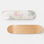 Skateboard Whimsical Rose and White Floral (Horz)