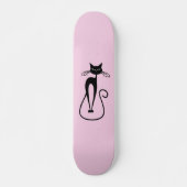 Skateboard Whimsical Skinny Chat noir rose (Devant)
