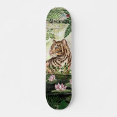 Skateboard Whimssical Jungle Tiger tropical Feuilles Skateboa (Devant)
