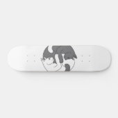 Skateboard White and Black Cat hug - choose background color (Horz)