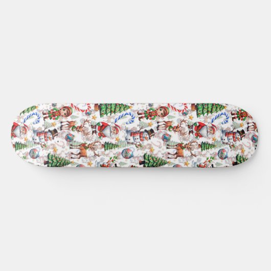 Skateboard White Background Christmas Decorative Pattern (Horz)