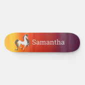 Skateboard White Horse Rainbow (Horz)