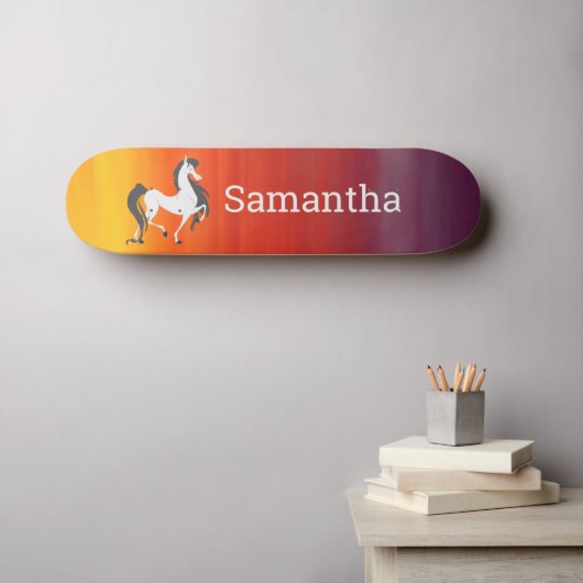 Skateboard White Horse Rainbow (Art mural (Horz))