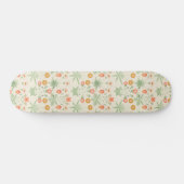 Skateboard William Morris Orange, Motif de marguerite rose et (Horz)