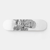 Skateboard Wolf and Raven black and white design (Horz)