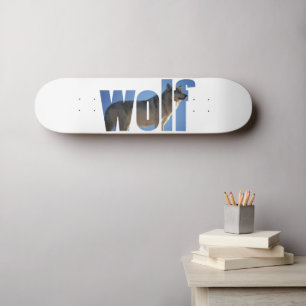 Skateboard Wolf Animal Simple Moderne Ciel Bleu Photo Skat