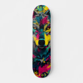 Skateboard Wolf Face Neon Graffiti Art - Edition limitée (Devant)
