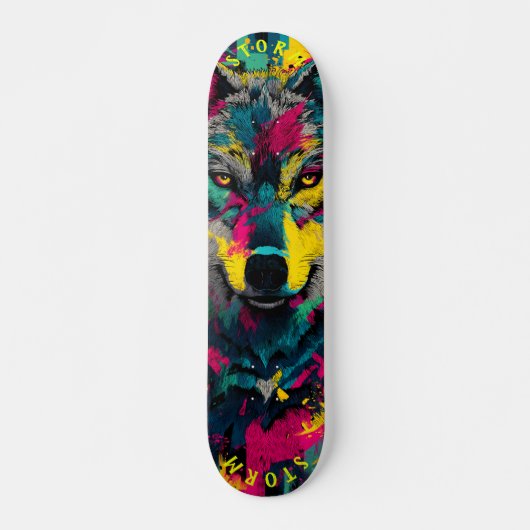 Skateboard Wolf Face Neon Graffiti Art - Edition limitée (Devant)