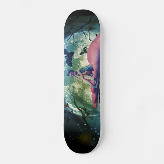 Skateboard Wolf Girl Raven Bat Moon (Recto)