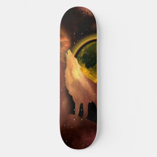 SKATEBOARD WOLF HOLING DANS LA GALAXIE DE LA LUNE SPATIALE (Recto)