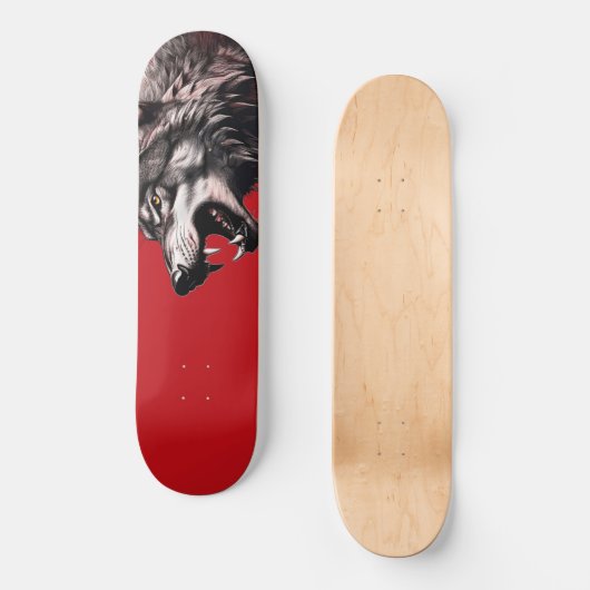 Skateboard Wolf sur Red (Recto)