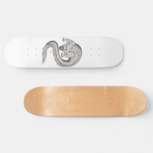 Skateboard Wolfdragon design noir et blanc (Horz)
