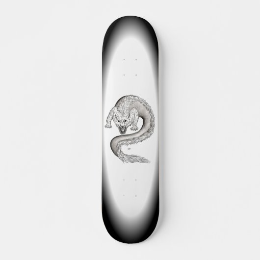 Skateboard Wolfdragon noir et blanc Design (Devant)