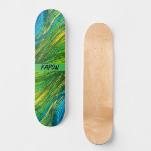 Skateboard "Yellow Green Strands" sur le skate board