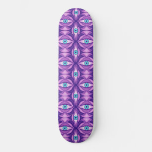 Skateboard Yeux bleus dans un feuillage pourpre Art botanique