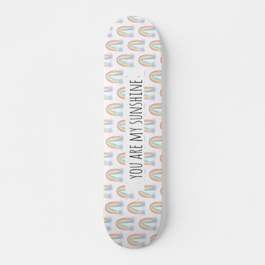 Skateboard You are my sunshine watercolor painted rainbow (Devant)