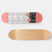 Skateboard Zèbre peau noir blanc tigre rayures de cuir rose (Horz)