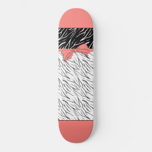 Skateboard Zèbre peau noir blanc tigre rayures de cuir rose