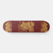 Skateboard Zen d'or Koi sur la planche à roulettes rouge (Horz)