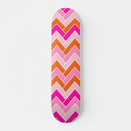 Skateboard Zigzag Pink et Orange Chevron (Devant)