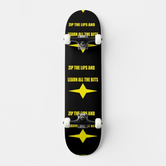 Skateboard Zip les lèvres noir jaune design (Recto)
