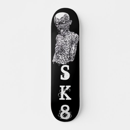Skateboard Zombie SK8 Noir Et Blanc (Devant)