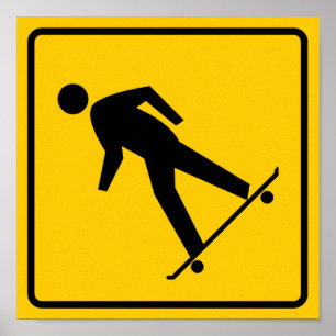 Skateboard Zone Highway Sign Poster