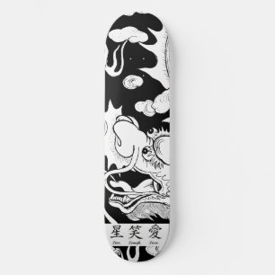 SKATEBOARD ZWARTE EN WITTE DRAGON