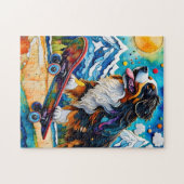 Skateboarden Berner Mountain Dog Legpuzzel (Horizontaal)