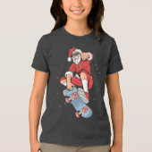 Skateboarden Cool Santa Christmas Tri-Blend Shirt (Voorkant)