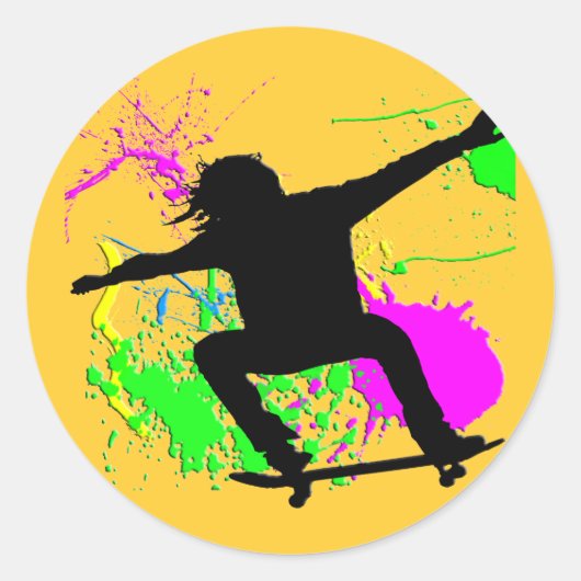 Skateboarden Extreme Ronde Sticker (Voorkant)