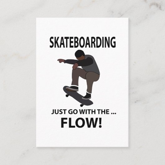Skateboarden gaat gewoon met het flow skateboard visitekaartje (Voorkant)