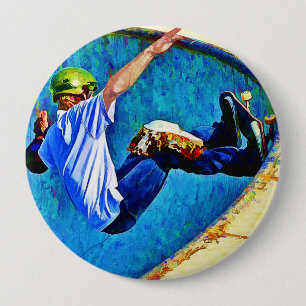 Skateboarden in de Bowl Ronde Button 4,0 Cm