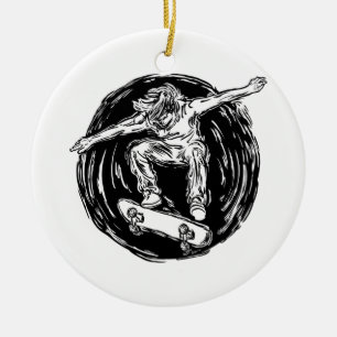 Skateboarden in de legendarische lucht keramisch ornament