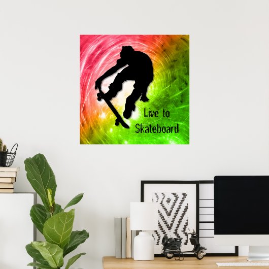 Skateboarden in een Psychedelic Cyclone Poster (Thuiskantoor)