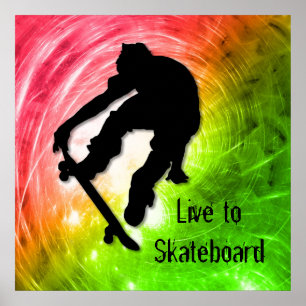 Skateboarden in een Psychedelic Cyclone Poster