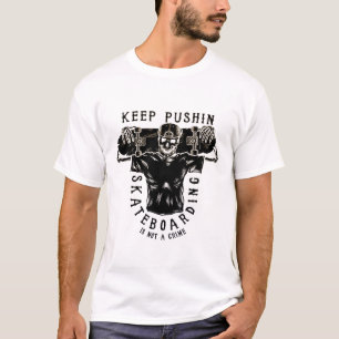 Skateboarden is geen misdaad-Skelet Skater Retro T-shirt
